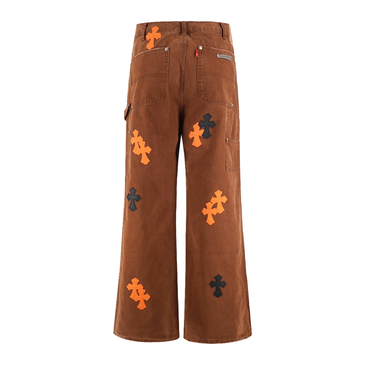 🅿️760 [Exclusive supply] CH Crow Heart Work Jeans are made of twill high-ounce washed denim fabric, exclusive CH-specific logging overalls style (non-Levis Vintage) custom-woven and dyed fabric, and the two-color cross is cowhide + sheepskin (all leather imported from Italy is custom-dyed separately, with consistent texture and no color difference). The stitch length, thread color, and wiring of the car are exactly the same. The inner lining is jacquard, with embroidery on the waist, 925 silver hardware, and heavy-duty washing and manual polishing. Size:30-32-34-36